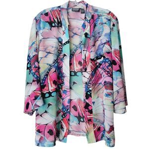 CHICO'S‎ -624 ADDITIONS Georgette Lightweight Blazer Butterfly Print Size 2 / L